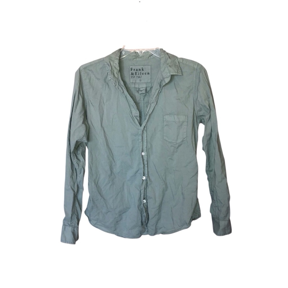 Frank and Eileen Light Green Button Front Shirt Size Small